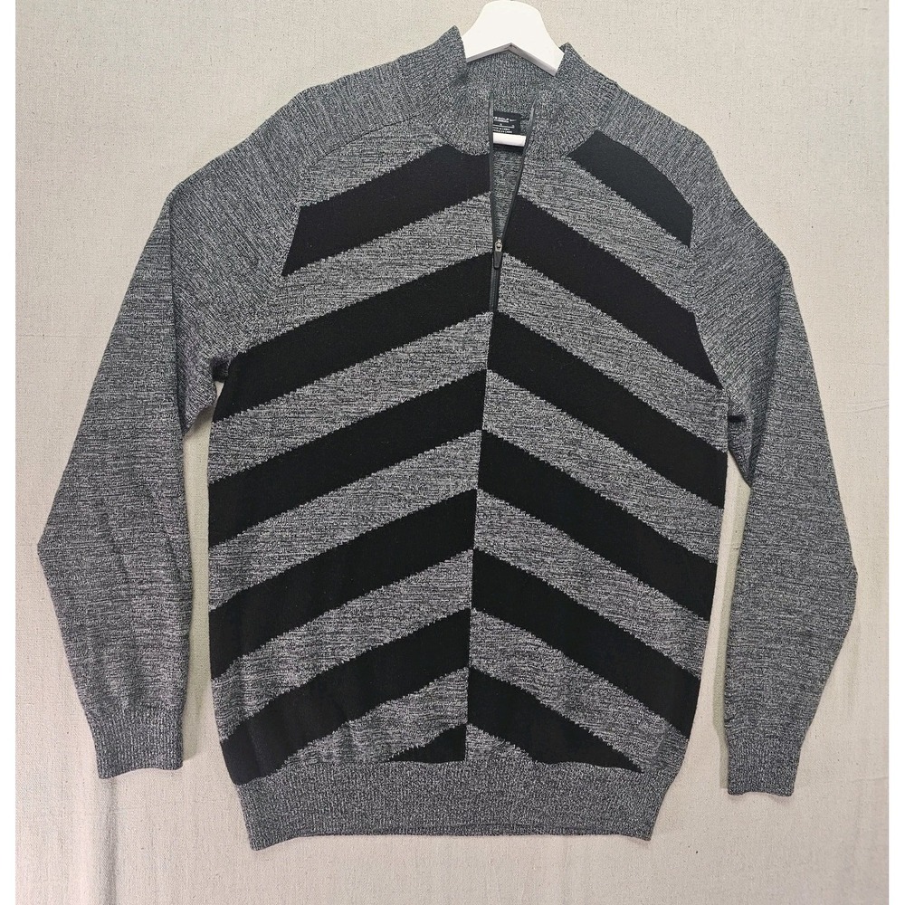 Nike Golf Men's Large Broken Stripe Merino Wool 1/4 Zip Sweater Grey  482195-017 - Picture 2 of 11